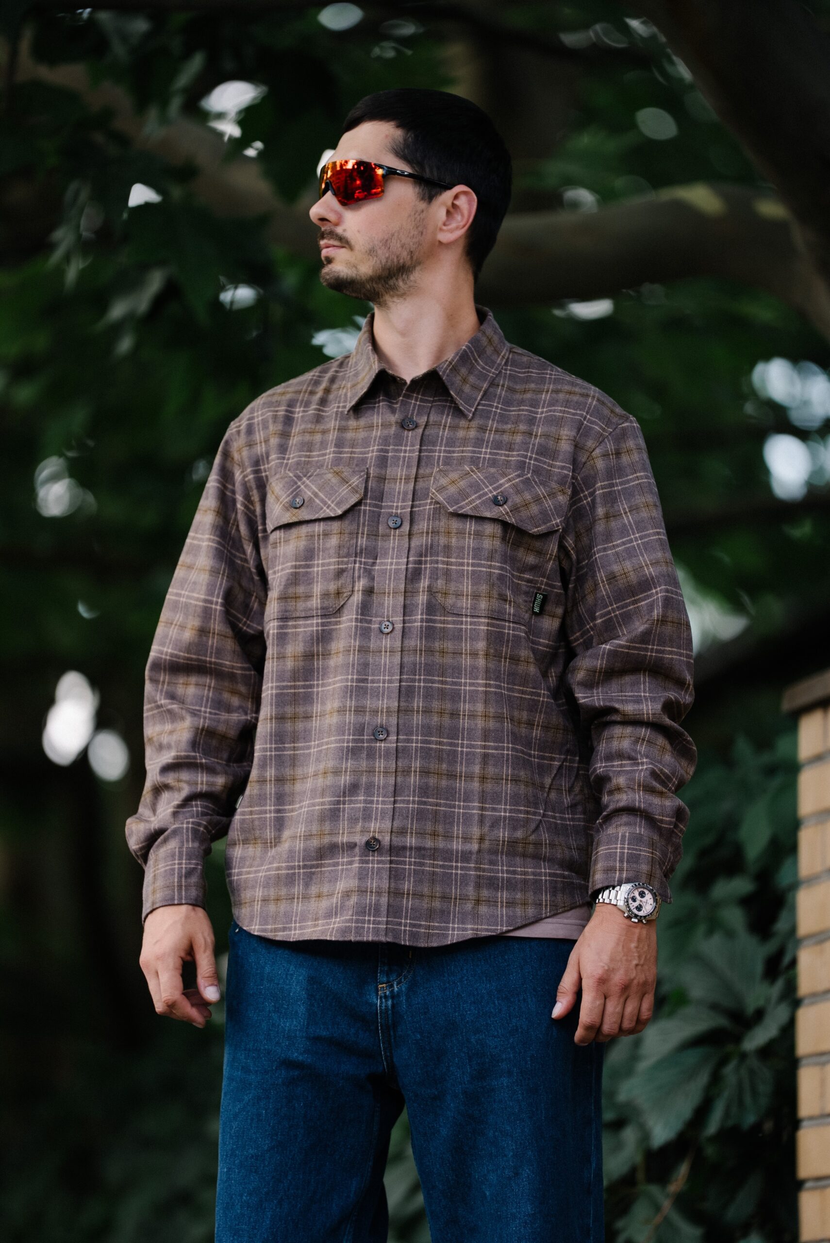 SHWK Flannel Shirt Forest Taupe